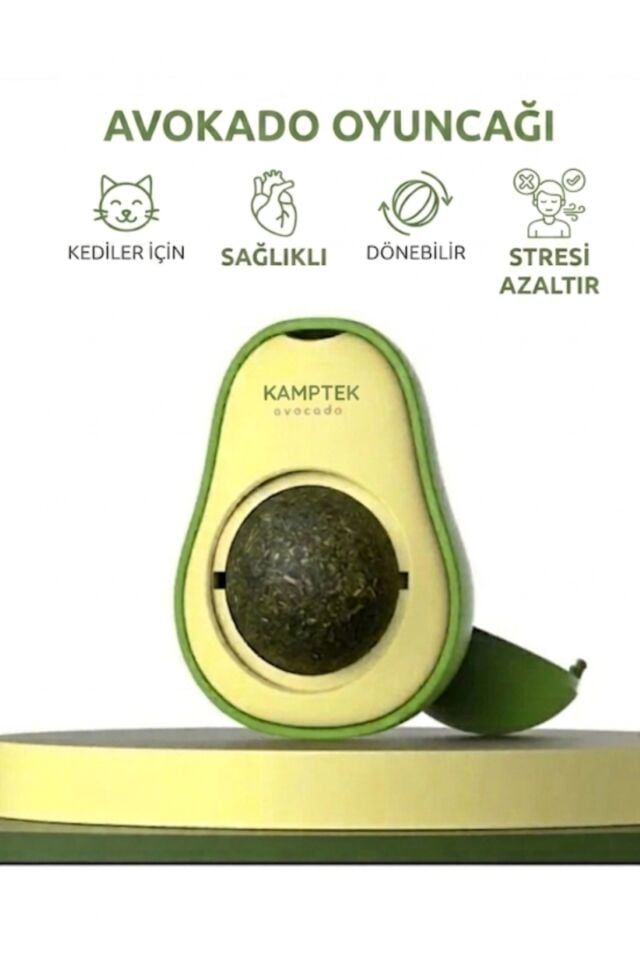Kamptek Avokado Kedi Nanesi Oyuncağı - Yalenebilir Dönebilen Doğal Catnip Topu Stres Azaltıcı Diş Temizleyici Duvara Yapışan Kedi Oyuncağı