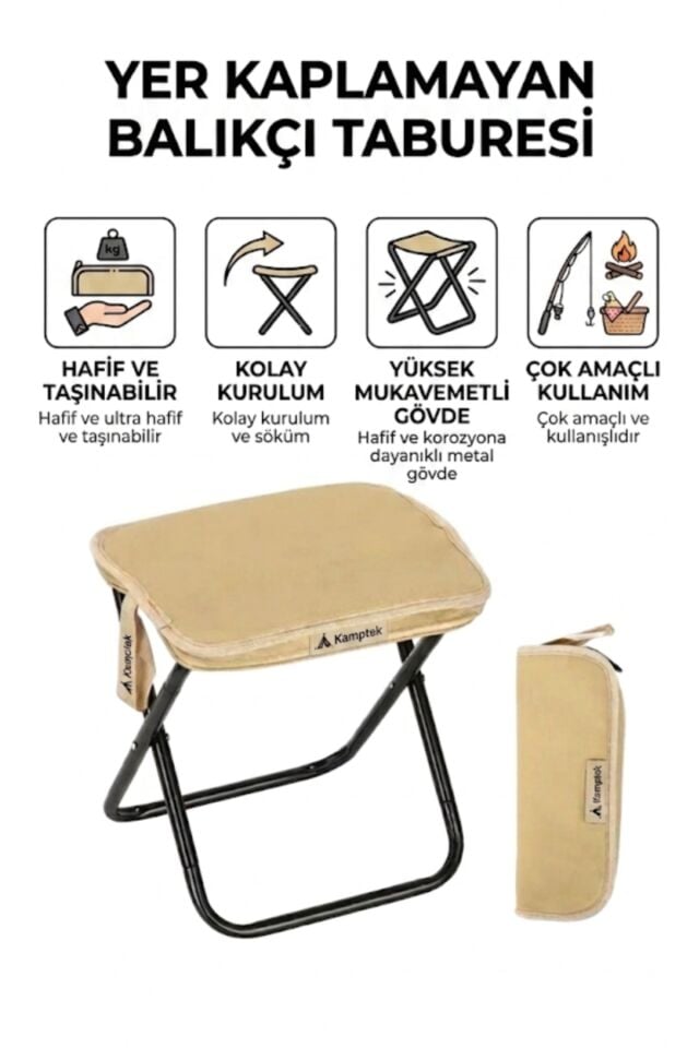 Katlanabilir Balıkçı Sandalyesi Taburesi - 500 gr Hafif Taşınabilir Balıkçı Taburesi Tabure 120 kg Kapasiteli Portatif