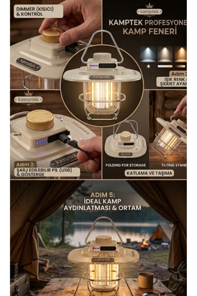 Şarjlı Powerbank Özellikli Nostalji Retro Tasarım Kamp Ev Çadır Feneri Profesyonel Askı Aparatları