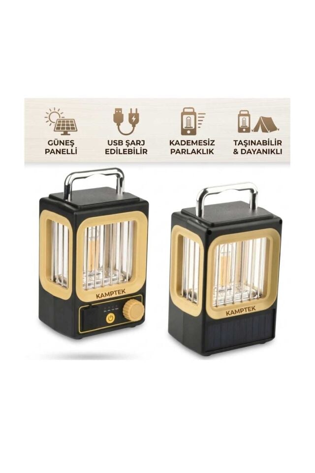 Retro Tasarım Şarj Edilebilir LED Rustik Kamp Doğa Işıldağı Fener