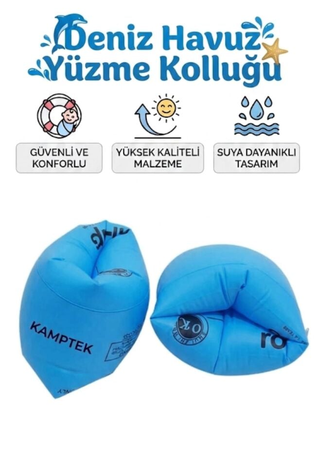 Kamptek Şişme Deniz Havuz Yüzme Kolluğu - Güvenli ve Konforlu Yetişkin Çocuk Kolluğu - Mavi - Pembe - Sarı