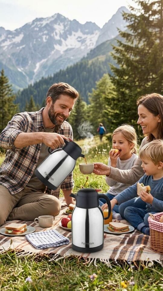 Kamptek Alaska Mahir Serisi 2 Litre Çelik Termos - 12 Saat Sıcak 24 Saat Soğuk Tutma Özellikli Çay Kahve İçecek Termosu